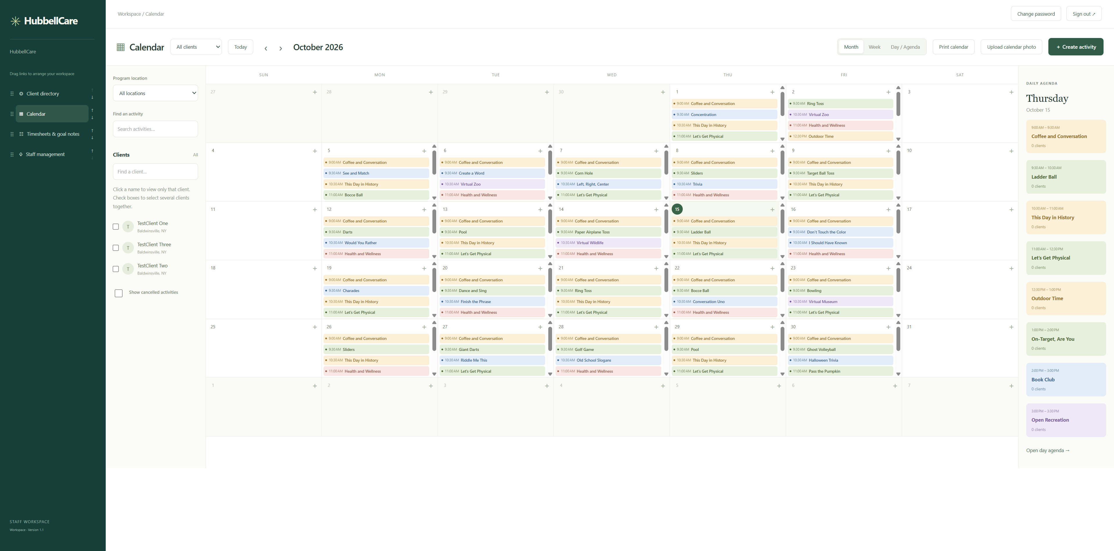 HubbellCare staff workspace screenshot 4